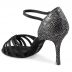 Chaussures de danse Rummos "Maryline" Cuir noir strassé et cuir noir imitation peau de lézard