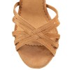 Chaussures de danse Rummos "Maryline" cuir tan marbré or et daim tan