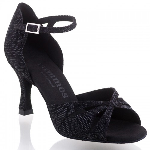 Chaussures de danse Rummos "Kamila" cuir noir fleuri