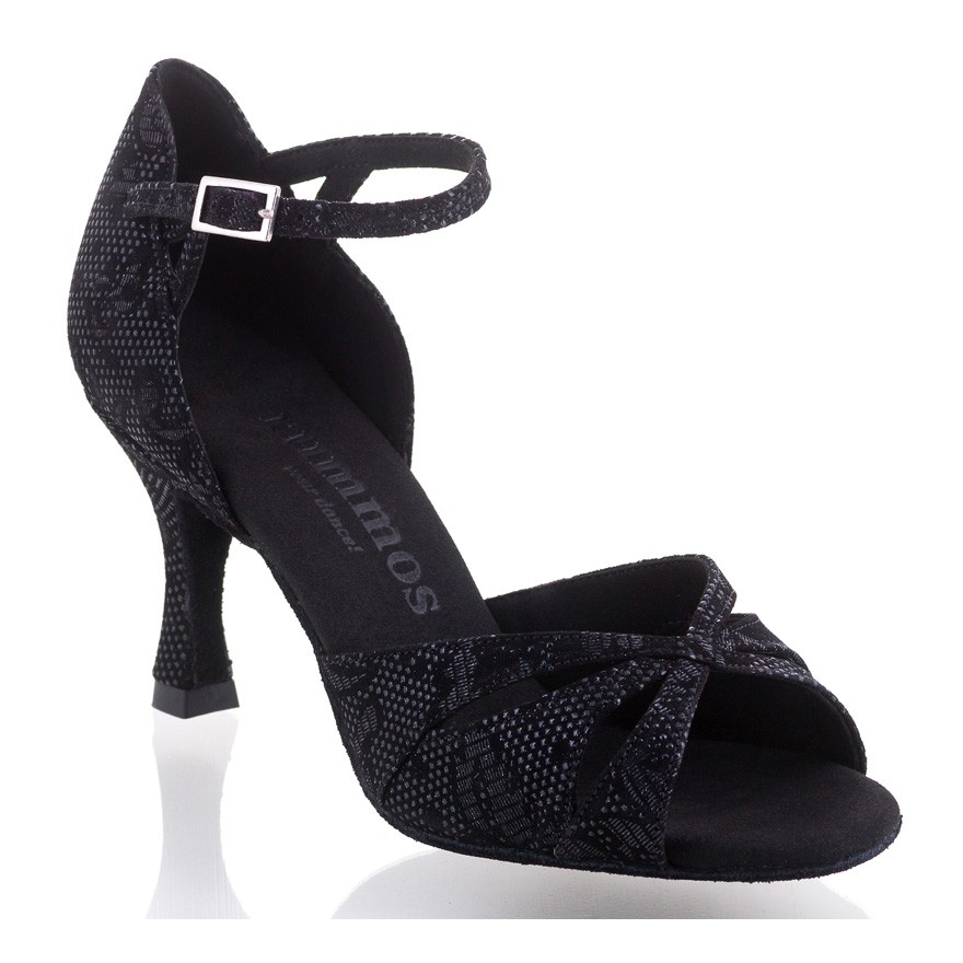 Chaussures de danse Rummos "Kamila" cuir noir fleuri