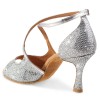 Chaussures de danse Rummos "Sorina" cuir argent imiation peau de lézard et cuir lisse argent