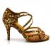 Chaussures de danse kizomba Label Latin " Helena" satin imprimé léopard et tulle