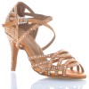 Chaussures de danse salsa Label Latin "Nerissa" Satin tan et strass