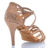 Chaussures de danse salsa Label Latin "Nerissa" Satin tan et strass