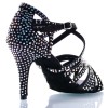 Chaussures de danse salsa Label Latin "Wanda" Satin noir et strass