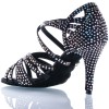 Chaussures de danse salsa Label Latin "Wanda" Satin noir et strass