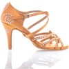 Chaussures de danse salsa Label Latin "Dalia" Satin tan et strass