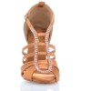 Chaussures de danse salsa Label Latin "Sasha" Satin tan et strass