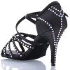 Chaussures de danse salsa Label Latin "Mina" Satin noir et strass