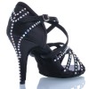 Chaussures de danse salsa Label Latin "Mina" Satin noir et strass