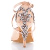 Chaussures de danse salsa Label Latin "Pola" Satin tan flesh et strass