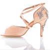 Chaussures de danse salsa Label Latin "Pola" Satin tan flesh et strass