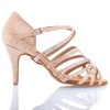 Chaussures de danse salsa Label Latin "Nirvana" Satin tan flesh et strass