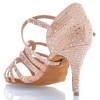 Chaussures de danse salsa Label Latin "Nirvana" Satin tan flesh et strass