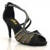 Chaussures de danse salsa Label Latin "Tricia" imrpimé fleur noir et strass