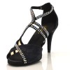 Chaussures de danse salsa Label Latin "Tricia" imrpimé fleur noir et strass