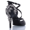 Chaussures de danse salsa Label Latin "Pola" Satin noir et strass