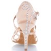 Chaussures de danse salsa Label Latin "Dalia" Satin tan flesh et strass