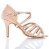 Chaussures de danse salsa Label Latin "Mina" Satin tan flesh et strass