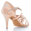 Chaussures de danse salsa Label Latin "Mina" Satin tan flesh et strass