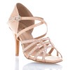 Chaussures de danse salsa Label Latin "Mina" Satin tan flesh et strass