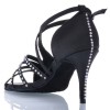 Chaussures de danse salsa Label Latin "Raina" Satin noir et strass