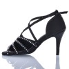 Chaussures de danse salsa Label Latin "Raina" Satin noir et strass