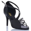 Chaussures de danse salsa Label Latin "Raina" Satin noir et strass