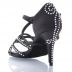 Chaussures de danse salsa Label Latin "Dalia" Satin noir et strass
