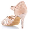 Chaussures de danse salsa Label Latin "deb" Satin tan flesh et strass