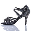 Chaussures de danse salsa Label Latin "Nerissa" Satin noir et strass