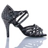 Chaussures de danse salsa Label Latin "Nerissa" Satin noir et strass