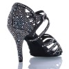 Chaussures de danse salsa Label Latin "Nerissa" Satin noir et strass