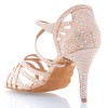 Chaussures de danse salsa Label Latin "Nerissa" Satin flesh et strass