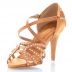Chaussures de danse salsa Label Latin "Mina" Satin tan et strass