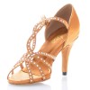 Chaussures de danse salsa Label Latin "Soha" Satin tan et strass