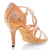 Chaussures de danse salsa Label Latin "Soha" Satin tan et strass