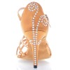 Chaussures de danse salsa Label Latin "Soha" Satin tan et strass