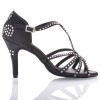 Chaussures de danse salsa Label Latin "Soha" Satin noir et strass