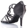 Chaussures de danse salsa Label Latin "Soha" Satin noir et strass