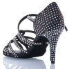 Chaussures de danse salsa Label Latin "Nirvana" Satin noir et strass