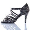 Chaussures de danse salsa Label Latin "Nirvana" Satin noir et strass