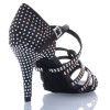 Chaussures de danse salsa Label Latin "Nirvana" Satin noir et strass