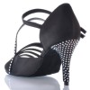 Chaussures de danse salsa Label Latin "Mandy" Satin noir et strass