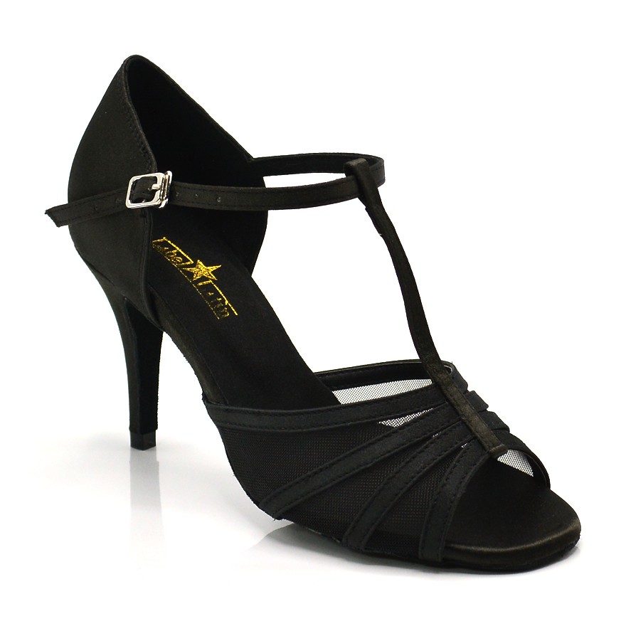 Chaussures de danse salsa Label Latin "Alma" Satin noir