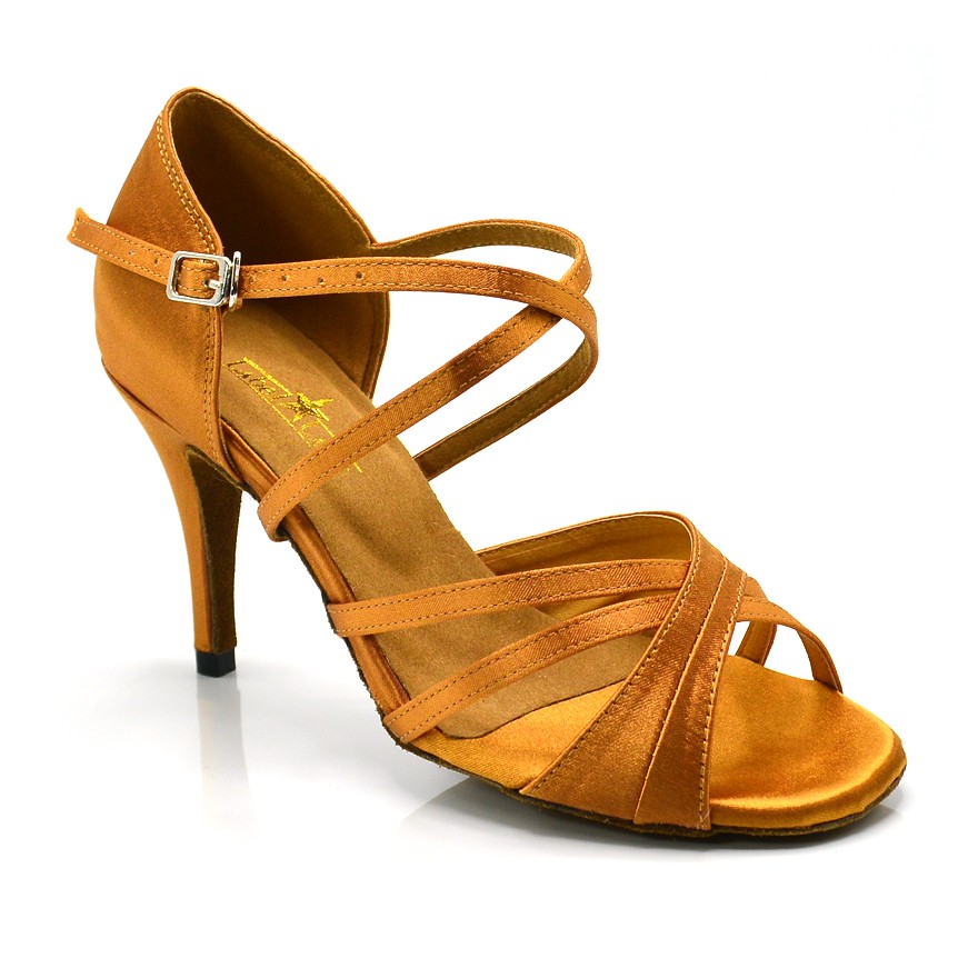 Chaussures de danse salsa Label Latin "Nathalia" Satin tan