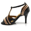 Chaussures de danse kizomba Label Latin " Ornella" simili cuir noir et satin beige