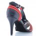 Chaussures de danse kizomba Label Latin " Ornella" simili cuir noir et satin rouge
