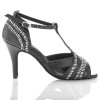 Chaussures de danse kizomba Label Latin " Ornella" simili cuir noir et motif graphique wax