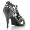 Chaussures de danse kizomba Label Latin " Ornella" simili cuir noir et motif graphique wax